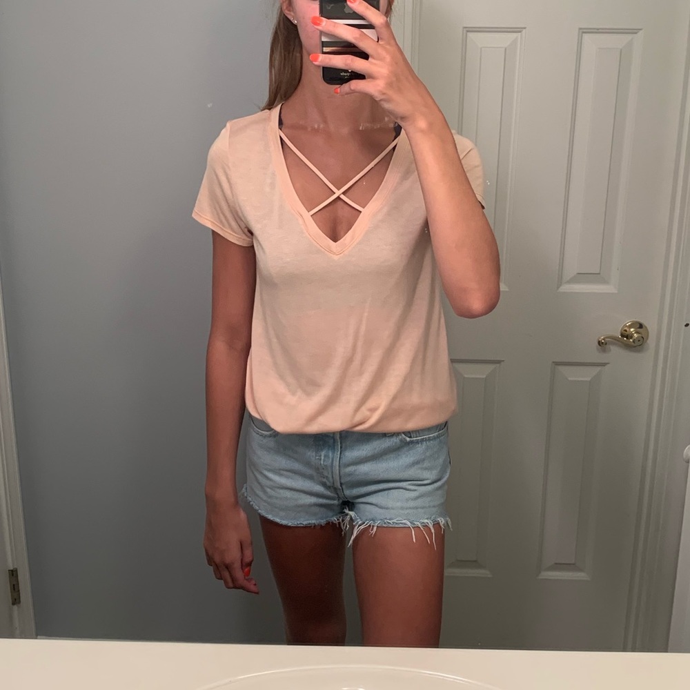Peach Strappy T-Shirt